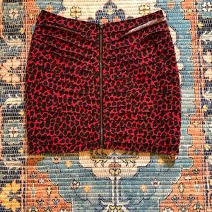 Red Leopard Print Mini Skirt